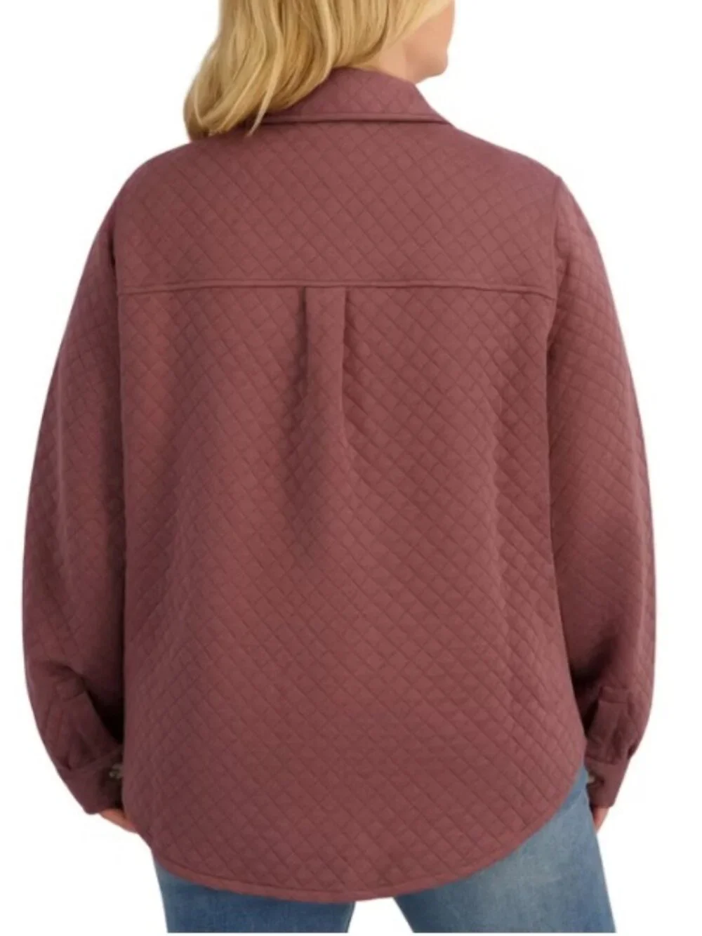 NWT SAGE Women's Quilted Shirt Jacket, Pink (Mauve)